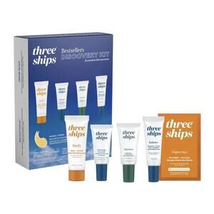 Three Ships 5 Piece Bestsellers Discovery Kit Cleanser Serum Cream Eye Masks NEW